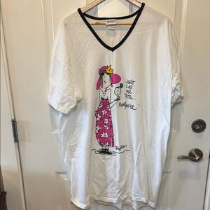 Emerson Street White long T-Shirt or nightgown with Black Trim